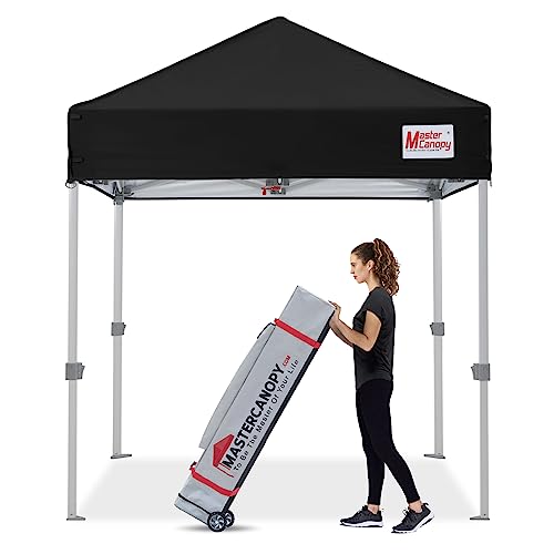 Image of MASTERCANOPY 5x5 Heavy Duty Pop Up Canopy Tent with Roller Bag(Black)