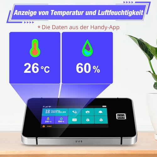 KERUI Alarmanlage Haus WiFi GSM mit 4.3 Touchscreen, Tuya und Smart Life App Smart Alarmanlagen Komplettsysteme mit Bewegungsmelder, T&uuml;r/Fenster Sensoren, Fernbedienungen f&uuml;r Hause Kein Vertrag 4G