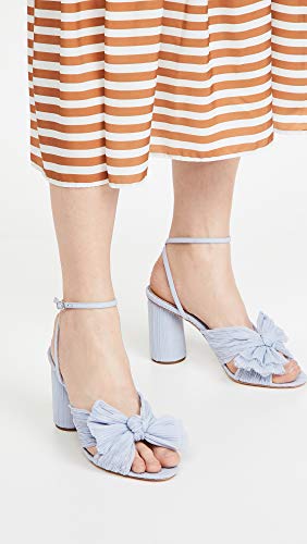 Loeffler Randall Women's Camellia Pleated Bow Heel with Ankle Strap, Blue, 8 Medium US3