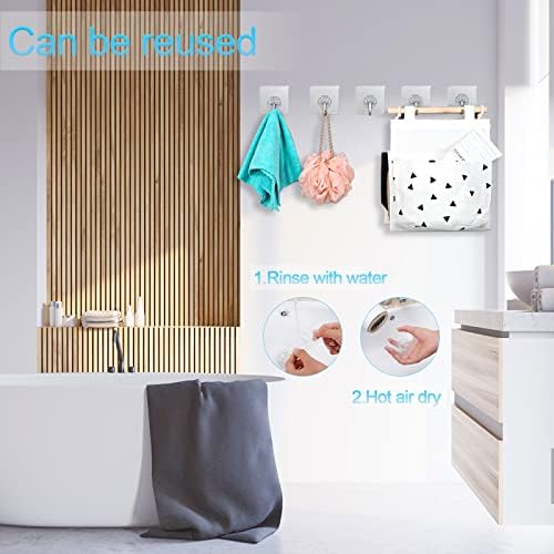 Redamancy 15 Pack Self Adhesive Hooks, Wall Hooks, Removable Large Size Sticky Hooks, Stick on Hooks, for Kitchen, Bathroom, Office, Closet, Hanging Coat Cloth Towel Key Decorations