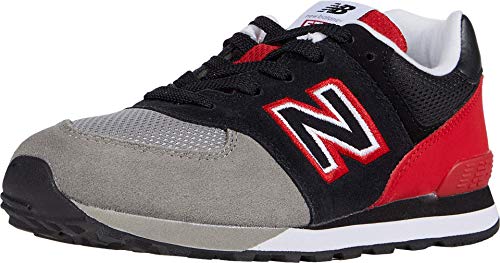 Image of New Balance Kid's 574 V1 Shadow Logo Lace-Up Sneaker, Black /Team Red, 1.5 W Little Kid (4-8 Years)