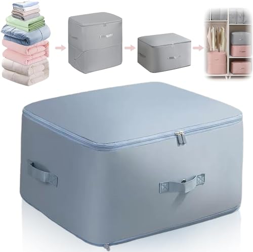 Organizador de autocompresión que ahorra espacio 2024, nueva bolsa de almacenamiento de gran capacidad para edredones, colchas, mantas, ropa de cama y prendas de vestir, cubos de embalaje (azul, XL)