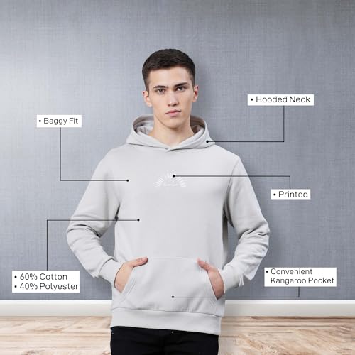 Image of Red Tape Cotton Blend Graphic Hooded Neck Hoodie For Men | Everyday Comfort And Warmth | Your Go To Hooded Neck Hoodie