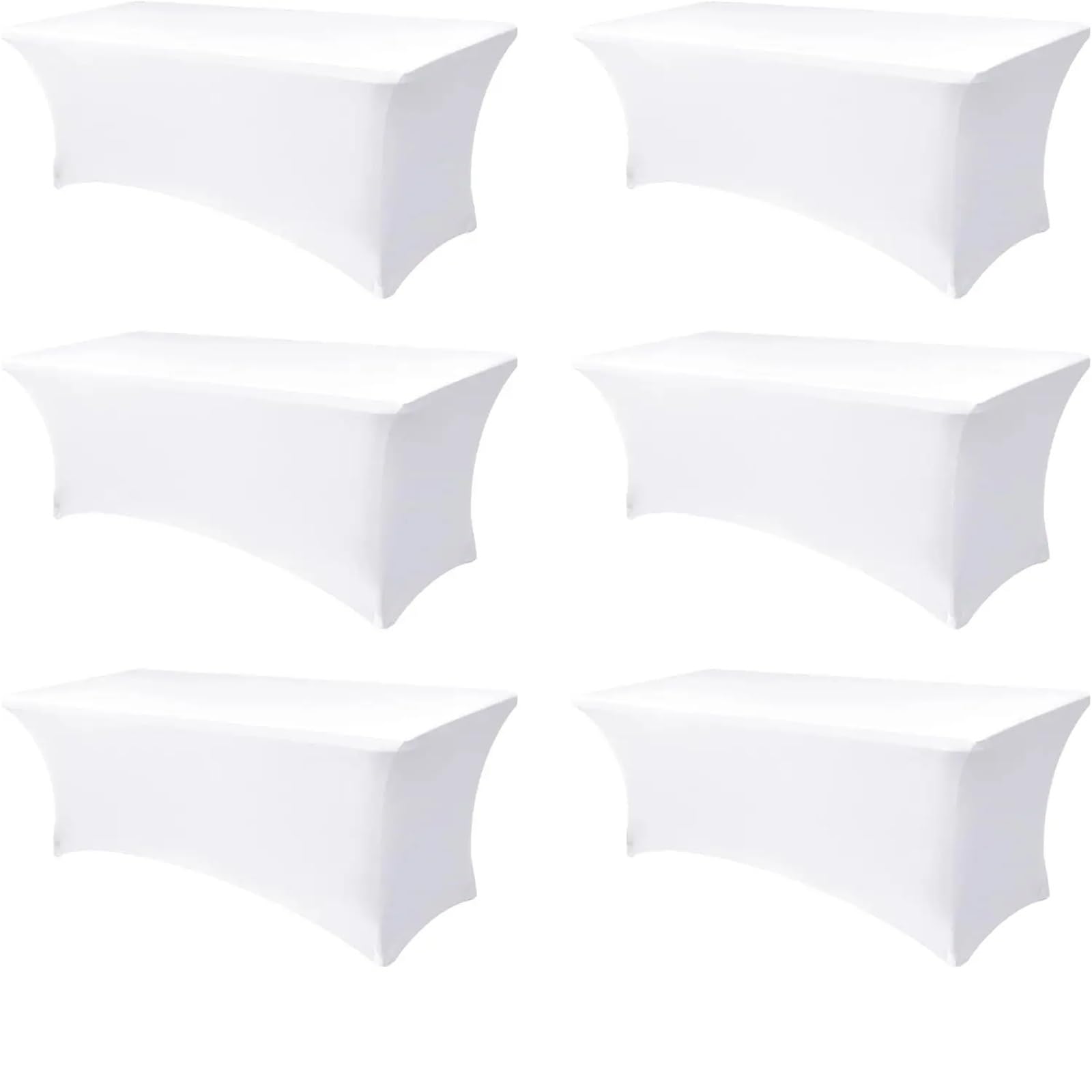 SNGUOQ 6 Pcs Table Cover For Foot Rectangle Tables Fitted Stretch Tablecloth Elastic 6ft Folding Tablecloths For Party For Event, Wedding(White)
