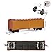 Evemodel C8747 1pc HO Scale 1:87 40' Wood Side Reefer 40ft Boxcar Model Railway Wagon (Yellow)