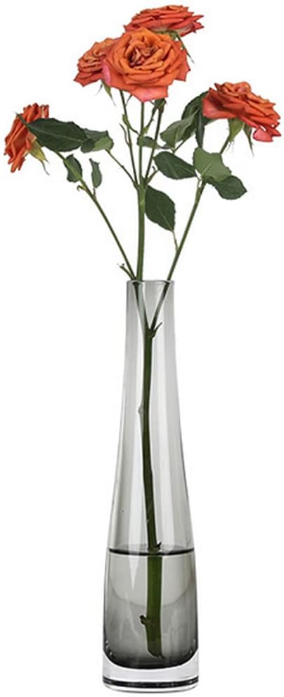 Hand-Made Blown Art Bud Glass Vase Glass Flower Vase Single Stem Vase Bud Vase Centerpieces Vases for Wedding Reception Dining Table Single Rose Flowers (Grey)