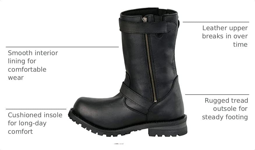 Image of Milwaukee Leather Men's Classic Leather Engineer Motorcycle Biker Boots | Premium Material, Round Toe, Rider Ready, Durable Everyday Wear