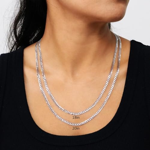 Nuragold 10k Real White Gold Solid Cuban Curb Link 4mm Chain Necklace (16"-30") Italian Jewelry for Men & Women3