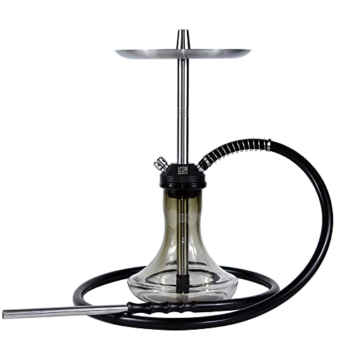 Icon Hookah Set with Everything â€“ Portable Hookah Set with Hookah Accessories - Hookah Bowl Glass Hookah Kit Hookah Hose Mouthpiece Small Hookahs Tongs - Stainless Steel Hookahs & Accessories