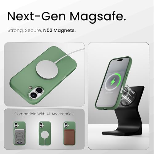 Image of CASEGEAR Silicone Snap Fit Back Cover Case Compatible with iPhone 17 | 8 Feet Drop Protection | Compatible with MagSafe | 360 Protection | Shockproof & Scratch Resistant | Moss Green