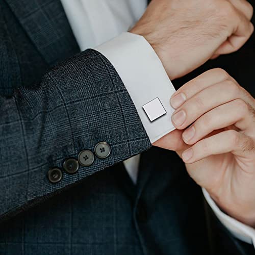 Sterling Silver Classic Square Custom Cufflinks for Men - Luxury Men's Cuff Links With Elegant Gift Box - Crafted With .925 Sterling Silver - Suitable for All Occasions2