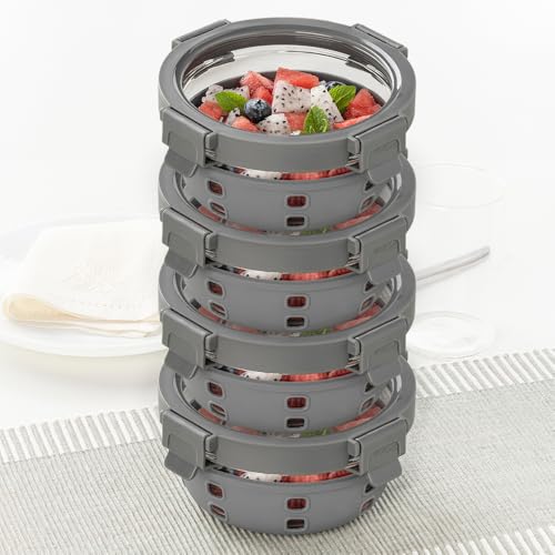 Image of Borosil Klip N Store Plus 400 ml Round Glass Food Storage Container with Air Tight Glass Lid | Borosilicate Glass Container for Lunchbox | Microwave & Dishwasher Safe | Transparent (4)