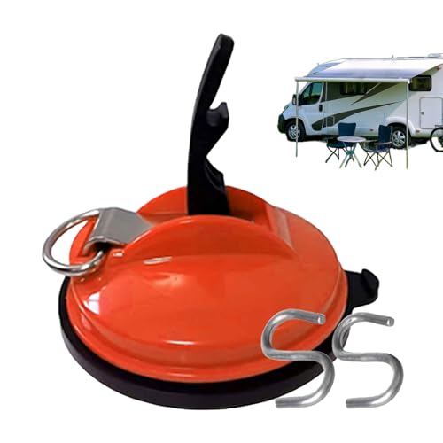 Qkbuza 強力吸盤フック | キャンプ用吸盤固定器具付きセキュアフック,ドリル不要 タイダウン クリップ キャンピングカー 車 アウニング SUV テント トラック,バン トラック アウトドア用品向け