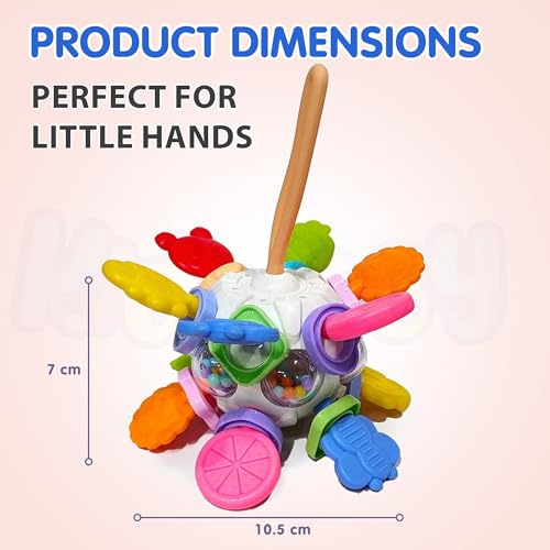 Image of Kidology Baby Teether Silicone Ball Toy for 6-12 Months Babies, Multiple Sensory Teething Ball, Infant Rattles Developmental Toys Gifts for 1 2 Year Old Boys Girls, teether Toys for Babies, Toddlers