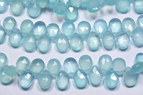 Aqua chalcédoine perles poire facettées haut de gamme pour création bijoux fins