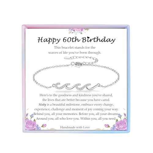 Image of Gifts for Women Christmas Birthday, Silver Wave Bracelets for Woman Mom Wife Grandma Daughter Granddaughter Friend Sister, The Waves of Life We've Through Together Mothers Day Graduation Gift