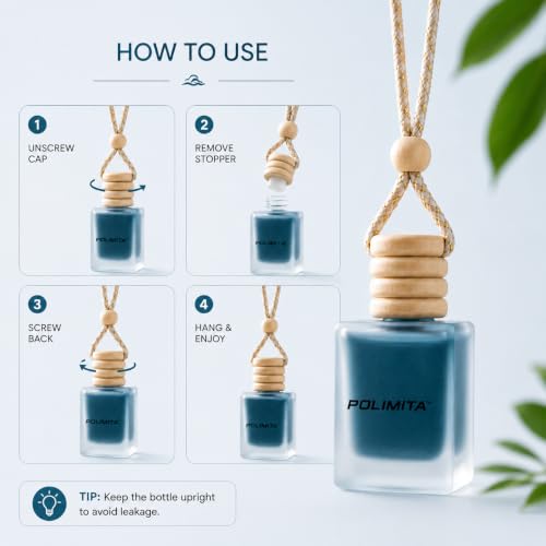 Image of Aqua Mar Car Hanging Perfume | Long Lasting Car Air Freshener | Wooden Cap Glass Bottle | Fresh Ocean Fragrance | Leak Resistant | Up to 30 Days | 8ml
