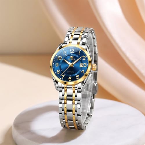 Image of OLEVS Womens Watches Classic Dress Quartz Female Wristwatch Ladies Stainless Steel Waterproof Luminous Date Easy Read Watch for Lady