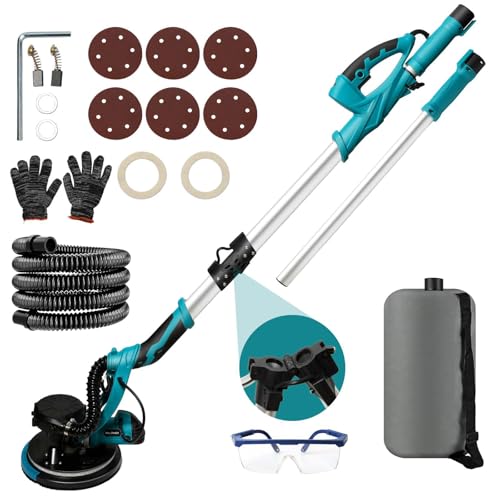 Ponceuse Girafe 1250W Ponceuse Mur et Plafond avec Aspirateur pour Plaques Plâtre Cloisons Sèches,1800tr/min,Éclairage LED,Poignée Télescopique,pour...