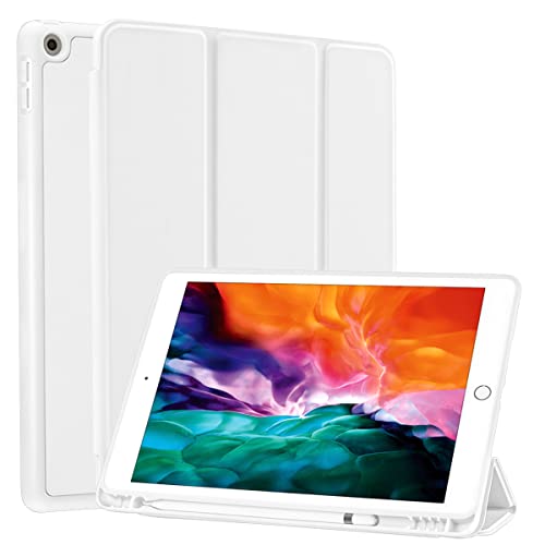 Siwengde Compatible For Apple Ipad 9.7 Case 2018 Ipad 6Th Generation Cases/2017 Ipad 5Th Generation Case With Pencil Holder,Slim Soft Silicone Smart Trifold Stand Protective Cover(White) #TOP1