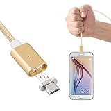 AGM Detachable Magnetic Adapter Micro USB 3.3ft High Speed Charging Cable with LED Indicator for Android Samsung HTC LG Motorola (Gold)