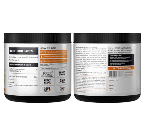 Image of AS-IT-IS ATOM Creatine Monohydrate 250g - 80 Servings | Dope Free | Enhances Performance | Promotes Muscle Gains | Kiwi Fusion Flavour
