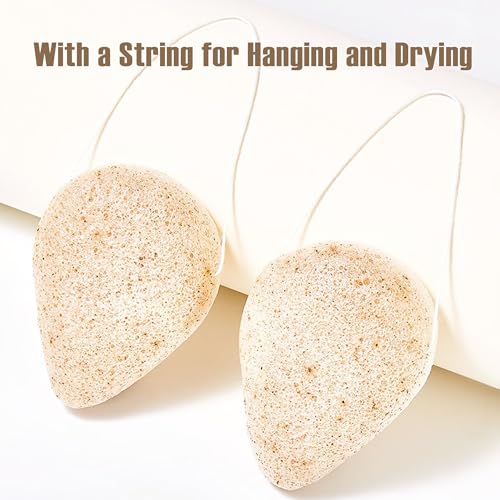Zabiltro Esponjas faciales Konjac de nogal natural, gotas de agua, para una limpieza suave y exfoliación facial, ecológica, para el cuidado de la piel, limpieza facial y corporal, con nogal + konjac, - imagen 5