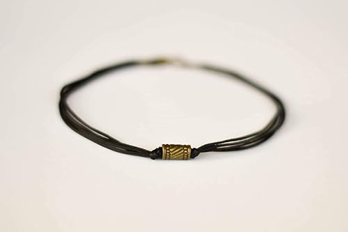 Miniatura 2 de Anklet for men, men's anklet, bronze tube bead, black cord, anklet for men, gift for him, men's ankle bracelet, ankle bracelet, minimalist