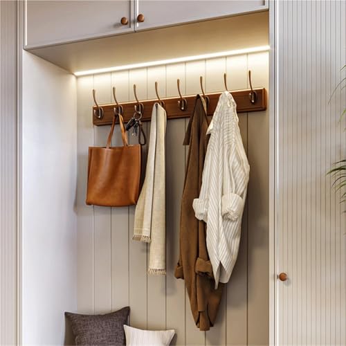 Perchero de pared de madera en forma de llave sin taladro 7