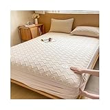 ESESE Winter-Thermo-Warmbettlaken, gesteppter Matratzenschoner, atmungsaktiver Bezug mit tiefen Taschen, maschinenwaschbar(Khaki,150x190cm)