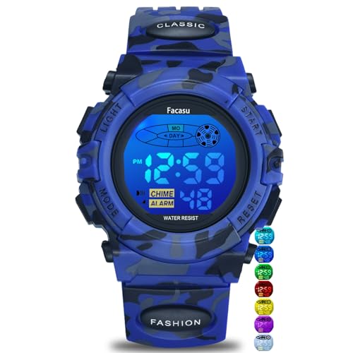 Image of Kids Watch Digital for Boys-Waterproof Kids Sports Watch with Light, Alarm&Snooze,Stopwatch Military Design Silicone Band Gift for Birthdays,Christmas Outdoor Activities(8+ Years)