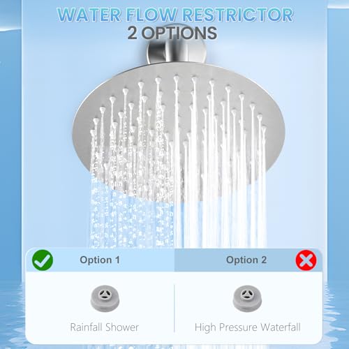 Brushed Nickel 8-Inch Rain Shower Head - Water-Saving Design - Image 3