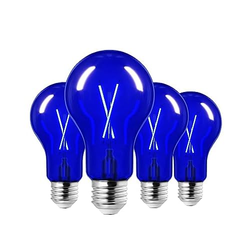 EDISHINE Christmas Purple Orange Glass Light Bulb, 8W A19 Dimmable LED Light Bulb, Purple Orange Edison LED Bulb for Christmas Decorations, Porch, Party Bar Decor, E26 Base, UL Listed, 4 Pac