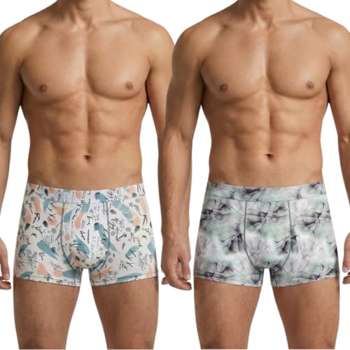 Image of NINGMI Men's Ultra-Soft Printed Trunk Briefs - Premium Imported Nylon Blend, Breathable & Moisture-Wicking Underwear, Tag-Free Comfort with 4-Way Stretch