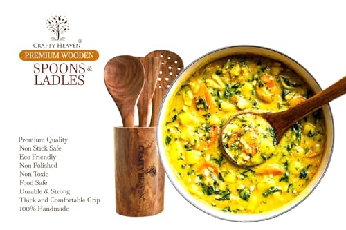 Image of Wooden Cooking Spoons Utensils, Sheesham Wood (Set of 2)