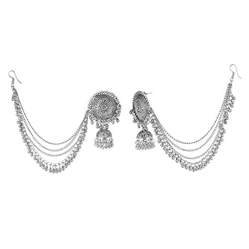 Jwellmart Oxidized Silver Navratri Garba Earrings Maang Tikka Combo Bollywood Style Jewelry Set for Women4