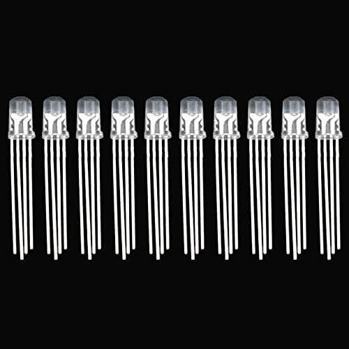 10PCS 5mm RGB LED Common Cathode Anode Tri-Color 4pin Red Green Blue LED Emitting Diodes f5 RGB Diffused Transparent Lamp (Common Anode Transparent)