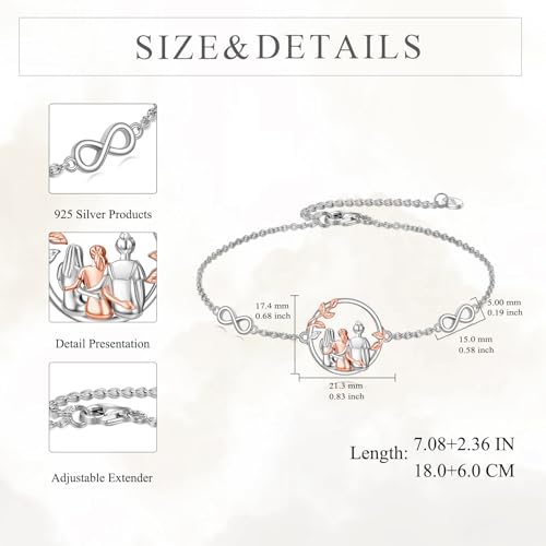 AOBOCO Three Sisters Bracelet Sterling Silver 3 Sisters Gifts Friendship Jewelry Birthday Gifts for My Sister Women Friends4