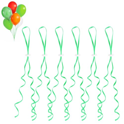 GoldRock Cierres de globos de helio con cuerda para globos, 50 unidades de cinta verde, cierres de globos, cordones para globos, cuerda para colgar globos para bodas, cumpleaños, fiestas