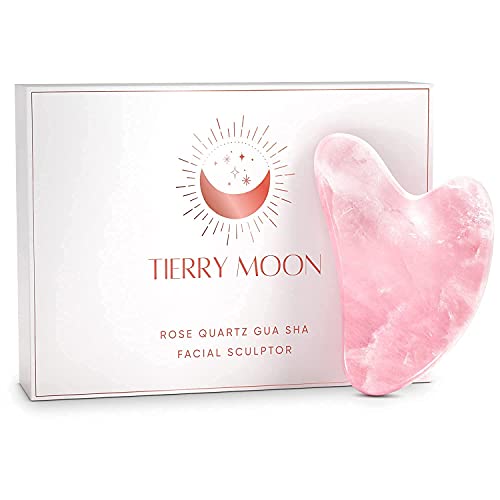 TIERRYMOON Gua Sha - Sculpting - Lymphatic Drainage, Removes Toxins, Face Sculpting Tool - Face Lifting - 100% Authentic Rose Quartz Gua Sha - Gua Sha Massage Tool, Guasha