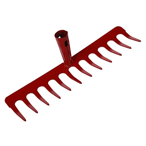 Moligh doll Metal 12 Tine Hand Cultivator Rake Tool Head Red