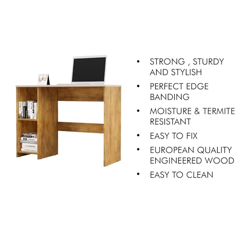 Image of Bniture Wooden Study Table for Home | Engineered Wood Study Table with 2 Storage Shelf | Multi Purpose Computer Desk for Writing & Study | Laptop Table for Study Room | Giant Wood & Frosty White