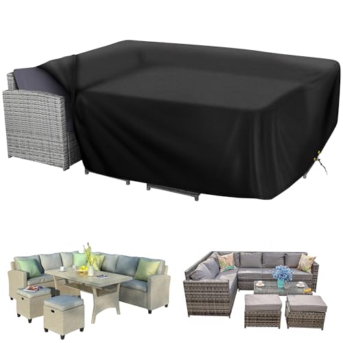 Funshot Cube Garden Furniture Covers, Garden Table Cover, 420D Oxford Fabric Rattan Cube Garden Furniture Cover Waterproof