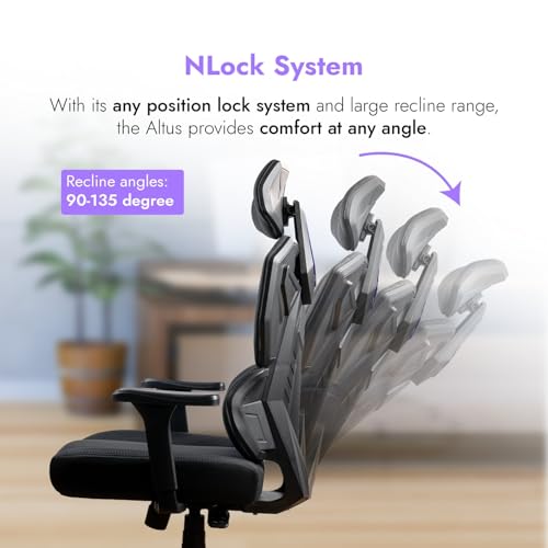 Image of Kreo Premium Gaming Chair - Ergonomic Mesh & Fabric Chairs with Adjustable Armrests, Recline & Lumbar Support, BIFMA Certified (Altus)