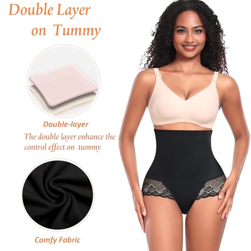 Image of Werena Tummy Control Shapewear Panties for Women High Waisted Shaping Underwear Lace Body Shaper Girdle
