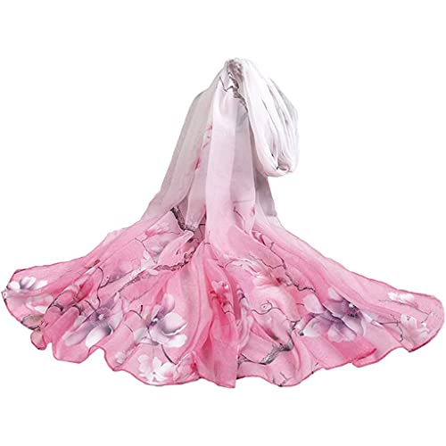 Women's 100% Real Mulberry Silk Scarf Long Rectangle 70.87x27.55 inch Floral Printed Multi Colors Beautiful