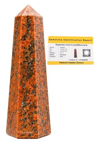 Image of Crystal Heaven Certified Unakite Crystal Tower Obelisk Point For Chakra, Healing And Balancing - AAA Grade Original Certified Gemstone Agate For Reiki Meditation Yoga Spiritual (2-3 Inches)