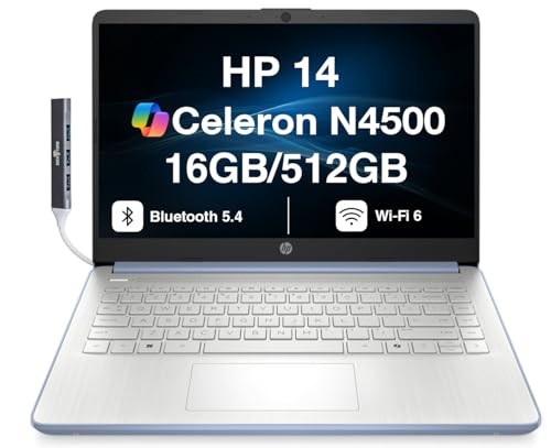 HP 14 Laptop con Intel Celeron N4500, 16GB DDR4, 512GB SSD miniatura 1