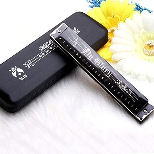 Best Harmonica C Key 24 Holes Major Diatonic Double Tremolo Beginner Harmonicas for Sale Musical Instrument Accessories Black with Case for Adults/Music Lovers