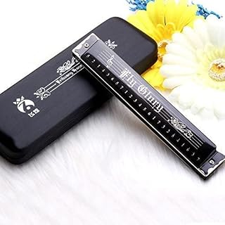 Harmonica en do majeur diatonique avec 24 trous – Noir – Étui inclus – Pour débutants Best Harmonica HF - Les Beatles, Paul McCartney, John Lennon, RIngo Starr, George Harrison